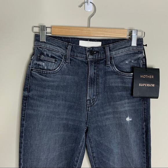 NEW Mother The Insider Crop Step Chew Jeans (Sz 24) Pedal To The Metal Destroyed - Picture 7 of 16